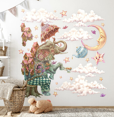 Wandtattoo 60x83 Ein magisches Land der Tiere in Pastellzeichnung
