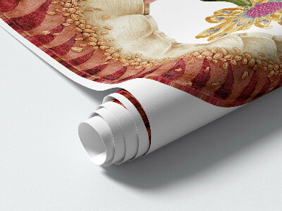 Wandtattoo 60x90 Roter Dinosaurier mit Zeichnungen und Blumen