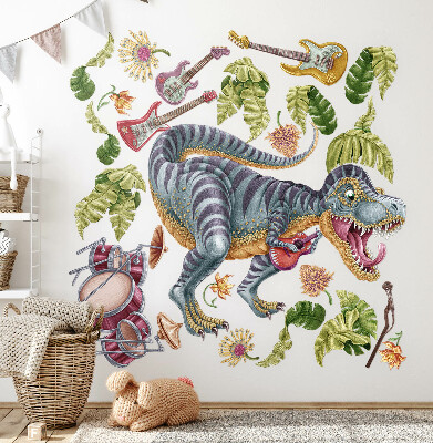 Wandtattoo 60x89 Musikalische Dinosaurier in Pastellfarben