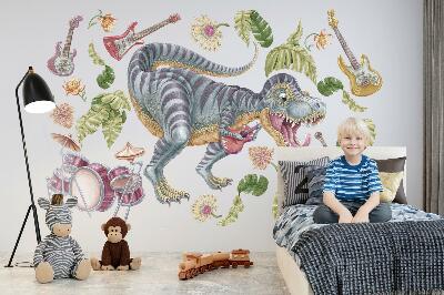 Wandtattoo 60x89 Musikalische Dinosaurier in Pastellfarben