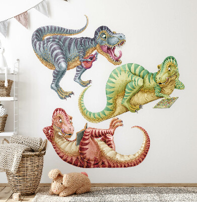 Wandtattoo 60x91 Bunte Dinosaurier im Cartoon-Pastellstil