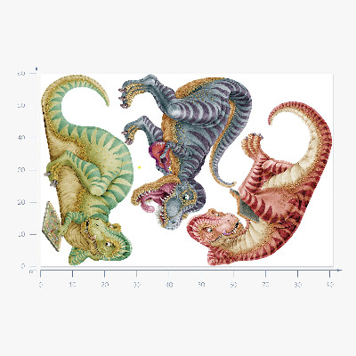 Wandtattoo 60x91 Bunte Dinosaurier im Cartoon-Pastellstil