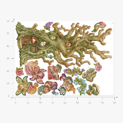 Wandtattoo 60x79 Waldmärchen und Pastellhäuschen