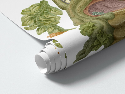 Wandtattoo 60x62 Waldtiere und ein pastellfarbenes Baumhaus
