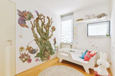 Wandtattoo 60x96 Waldzauber: Feen, Zwerge und ein Pastellhaus