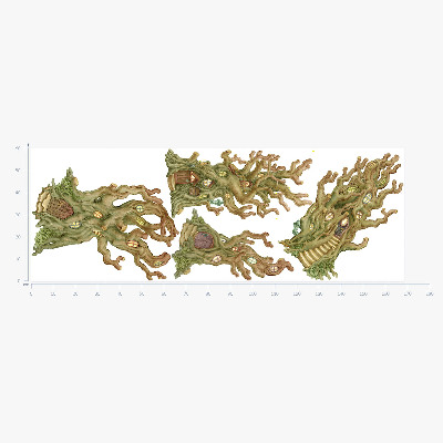 Wandtattoo 60x168 Charmante Waldbaumhäuser im Pastellstil