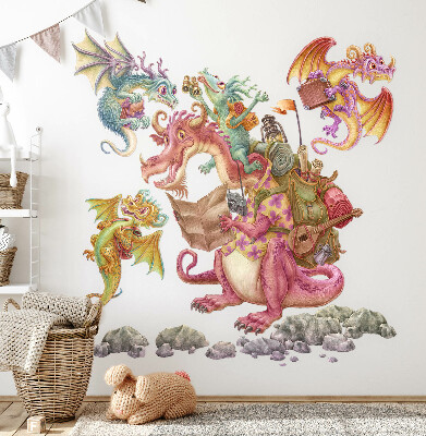 Wandtattoo 60x80 Märchendrachen in Pastelltönen