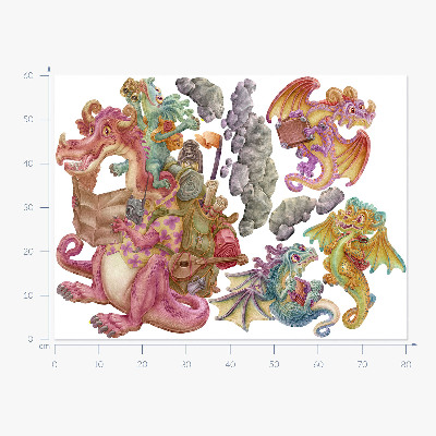 Wandtattoo 60x80 Märchendrachen in Pastelltönen