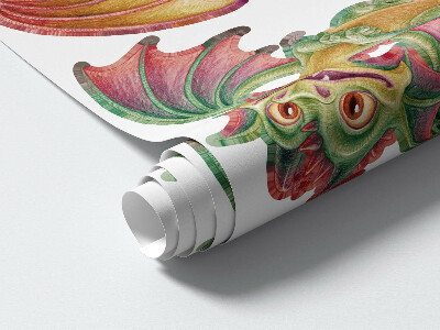 Wandtattoo 60x51 Bunte Drachen im märchenhaften Cartoon-Stil