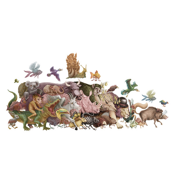 Wandtattoo 60x104 Zauberhafte Tiere in Pastellgrafiken