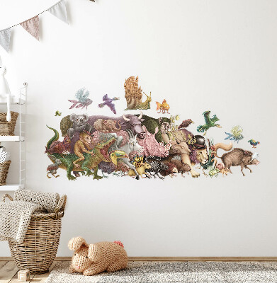 Wandtattoo 60x104 Zauberhafte Tiere in Pastellgrafiken