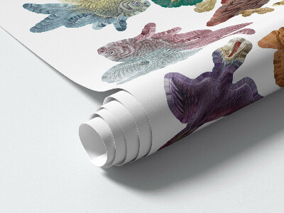 Wandtattoo 60x104 Zauberhafte Tiere in Pastellgrafiken
