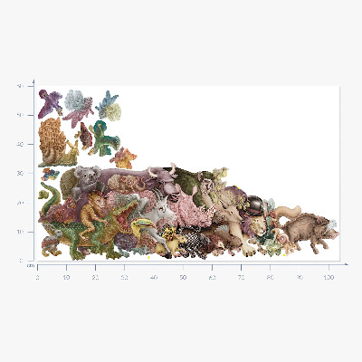 Wandtattoo 60x104 Zauberhafte Tiere in Pastellgrafiken
