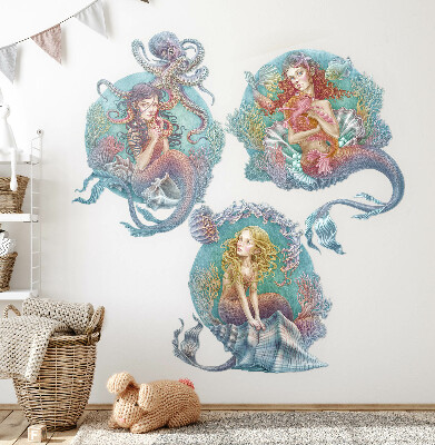 Wandtattoo 60x77 Unterwassermärchen mit kleinen Meerjungfrauen in Pastell