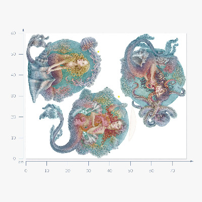 Wandtattoo 60x77 Unterwassermärchen mit kleinen Meerjungfrauen in Pastell