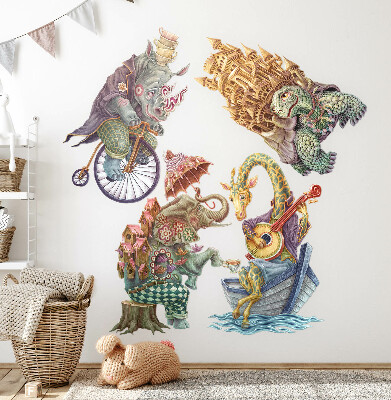 Wandtattoo 60x79 Pastellzeichnungen magischer Tiere