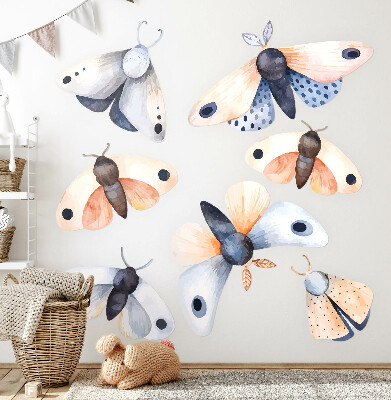 Wandsticker 80x103 Pastellmotten im Boho-Stil mit bunten Insekten