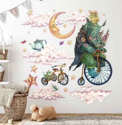 Wandtattoo 80x107 Das verzauberte Tierreich im Cartoon-Stil