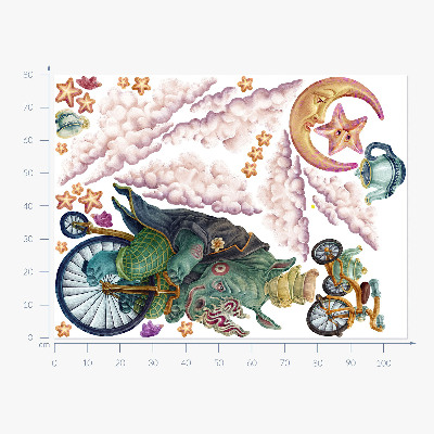 Wandtattoo 80x107 Das verzauberte Tierreich im Cartoon-Stil