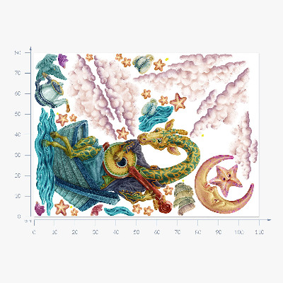 Wandtattoo 80x110 Tierreich in einer Cartoon-Version