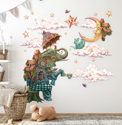 Wandtattoo 80x106 Tiere im Cartoon-Feenstil