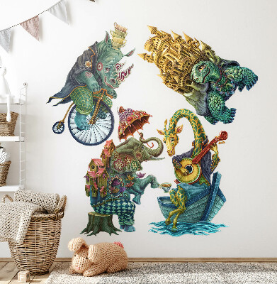 Wandtattoo 80x97 Tiere im magischen Cartoon-Stil