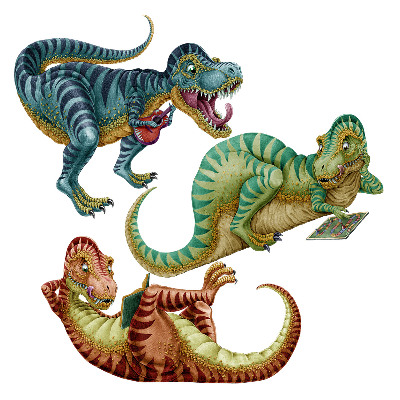Wandtattoo 80x120 Dinosaurier in einer fröhlichen Cartoon-Version