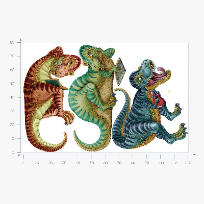 Wandtattoo 80x120 Dinosaurier in einer fröhlichen Cartoon-Version