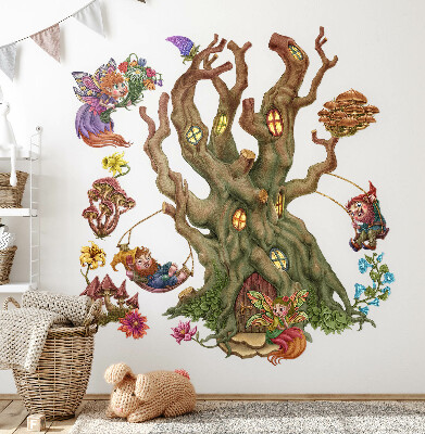 Wandtattoo 80x106 Waldfeenwesen und ein Baumhaus