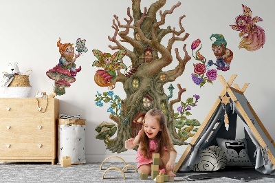 Wandtattoo 80x106 Waldfeenwesen und ein Baumhaus