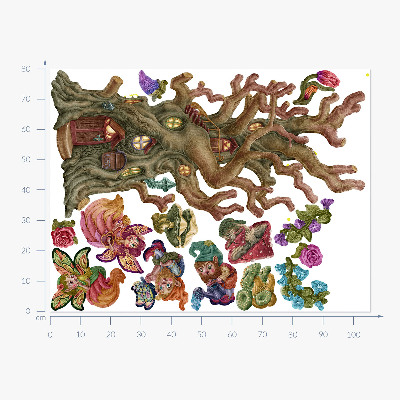 Wandtattoo 80x106 Waldfeenwesen und ein Baumhaus