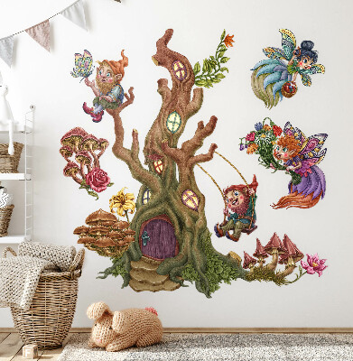 Wandtattoo 80x83 Waldzauber mit Feen und Zwergen