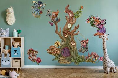 Wandtattoo 80x83 Waldzauber mit Feen und Zwergen