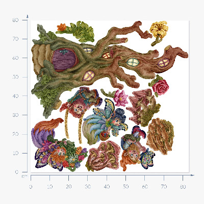 Wandtattoo 80x83 Waldzauber mit Feen und Zwergen