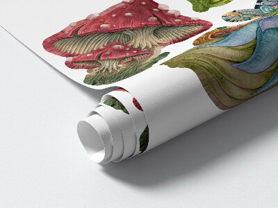 Wandtattoo 80x106 Waldgeschöpfe, Feenzwerge und ein Baumhaus
