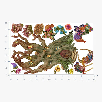 Wandtattoo 80x129 Waldzauberwesen und ein Baumhaus