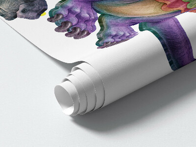 Wandtattoo 80x97 Bunte Drachenmärchenfamilie im illustrativen Stil