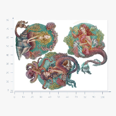 Wandtattoo 80x106 Das Unterwasserreich der kleinen Meerjungfrauen