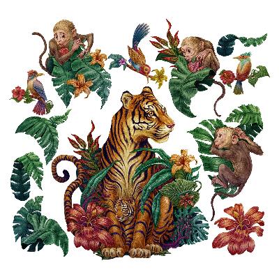 Wandtattoo 80x105 Dschungelsafari mit Comic-Tieren