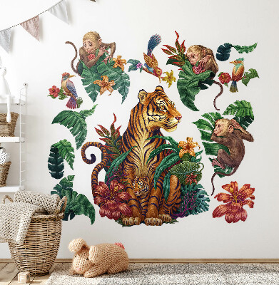 Wandtattoo 80x105 Dschungelsafari mit Comic-Tieren