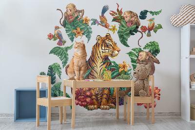 Wandtattoo 80x105 Dschungelsafari mit Comic-Tieren