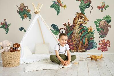 Wandtattoo 80x105 Dschungelsafari mit Comic-Tieren