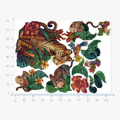 Wandtattoo 80x105 Dschungelsafari mit Comic-Tieren