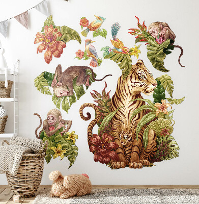 Wandtattoo 80x106 Dschungelsafari mit Pastelltieren