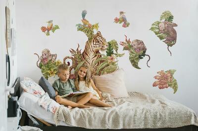 Wandtattoo 80x106 Dschungelsafari mit Pastelltieren