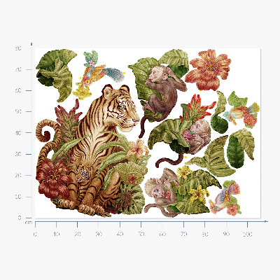 Wandtattoo 80x106 Dschungelsafari mit Pastelltieren