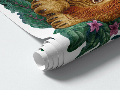 Wandtattoo 80x126 Safari exotische Tiere im tropischen Dschungel-Cartoon-Stil