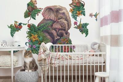 Wandtattoo 80x101 Wilde Tiere und die Tropen in einer Cartoon-Version