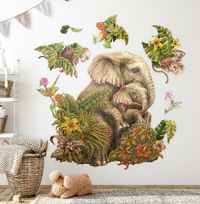 Wandtattoo 80x100 Safari mit exotischen Tieren und Vegetation