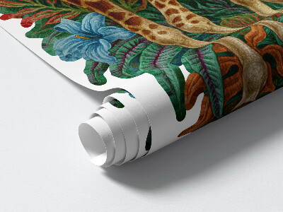 Wandtattoo 80x119 Safari mit wilden Tieren in Cartoon-Form